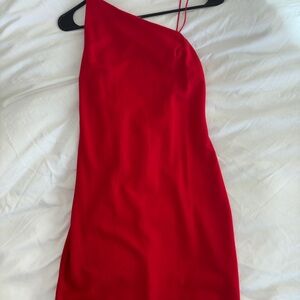 Forever 21 Vibrant Red Asymmetrical Dress